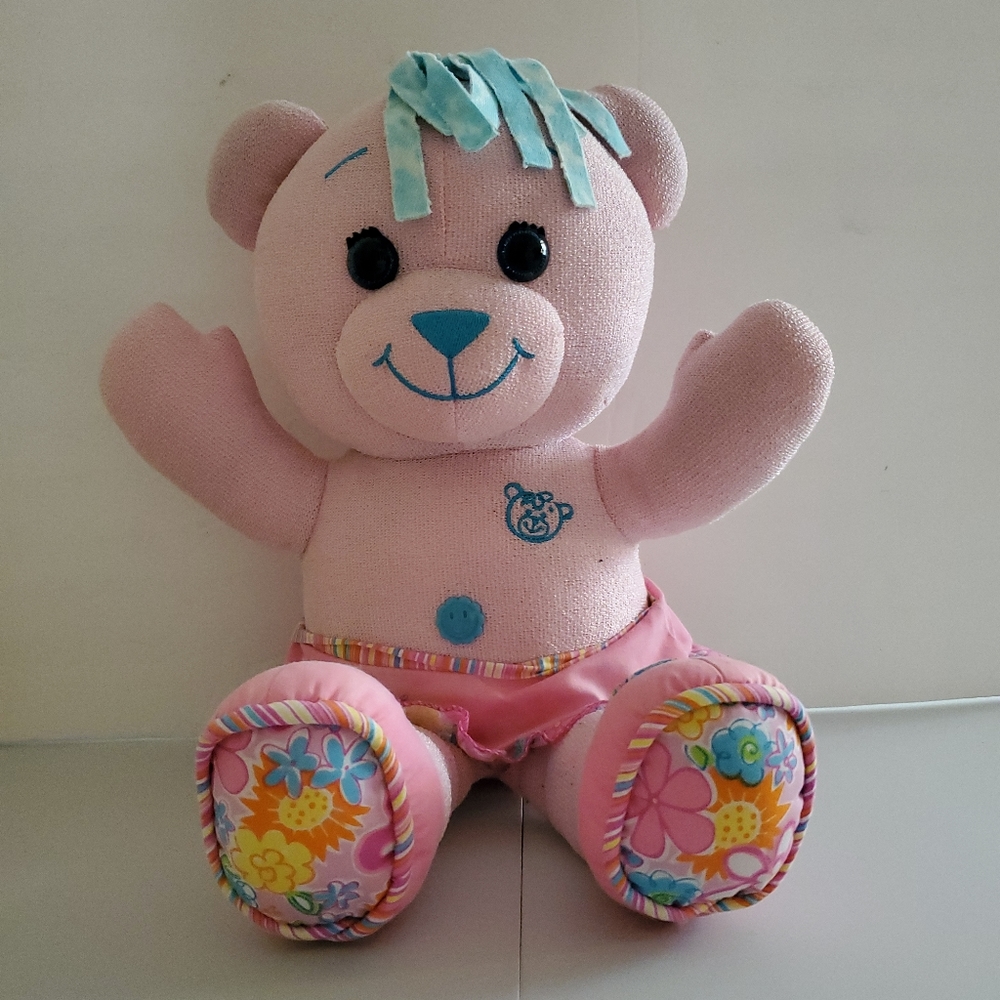 Doodle Bear Pink Girl Teddy Bear Plush Stuffed Animal Floral Skirt